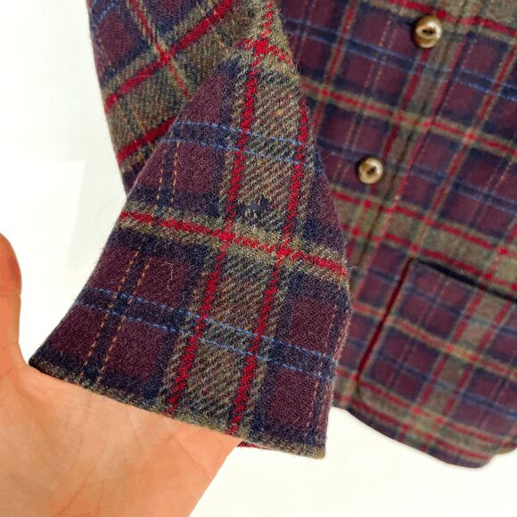 VTG Pendleton Wool Plaid Jacket Blazer Burgundy Green Navy SZ L Made in USA - Picture 10 of 14